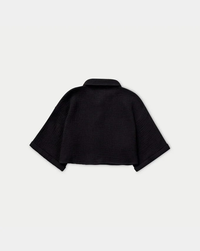 Camisa corta de resort para mujer – negra Camisa corta de resort para mujer – negra