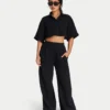 Camisa corta de resort para mujer – negra Camisa corta de resort para mujer – negra