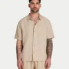 Camisa de lino de pantalón corto para hombre