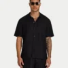 Camisa de lino de pantalón corto para hombre