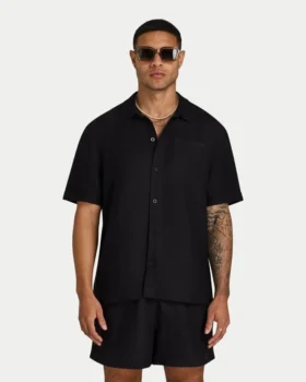 Camisa de lino de pantalón corto para hombre