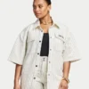 Camisas de denim de manga corta para mujer Camisas de denim de manga corta para mujer