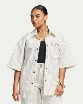 Camisas de denim de manga corta para mujer
