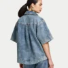 Camisas de denim de manga corta para mujer Camisas de denim de manga corta para mujer