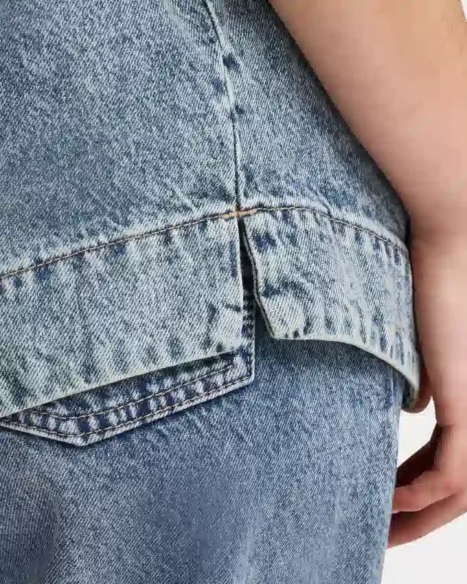 Camisas de denim de manga corta para mujer Camisas de denim de manga corta para mujer