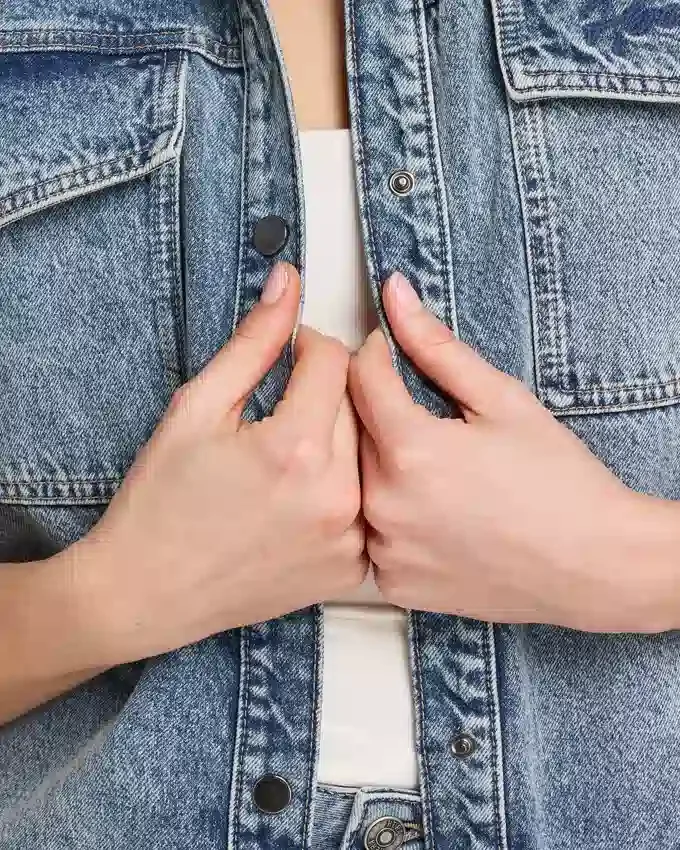 Camisas de denim de manga corta para mujer Camisas de denim de manga corta para mujer