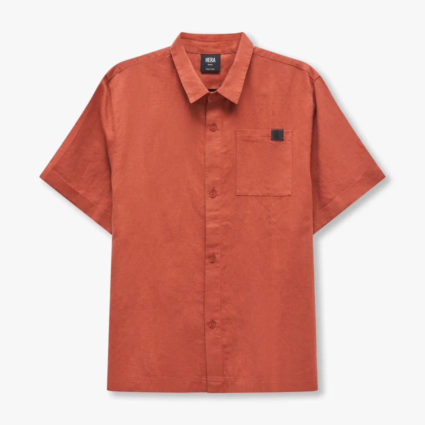 Camisas Rewear de mezcla de lino – marrón arcilla Camisas Rewear de mezcla de lino – marrón arcilla