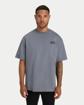 Camiseta básica oversize para hombre – gris carbón