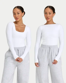 Camiseta de manga larga «Dual Wear» de la colección «Essentials» para mujer – blanca