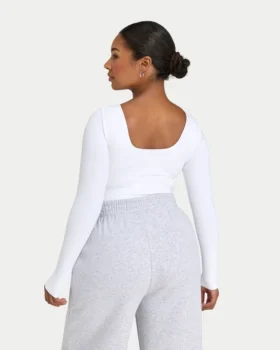 Camiseta de manga larga «Dual Wear» de la colección «Essentials» para mujer – blanca