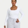 Camiseta de manga larga «Dual Wear» de la colección «Essentials» para mujer – blanca