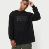 Camiseta de manga larga Label para hombre – negra