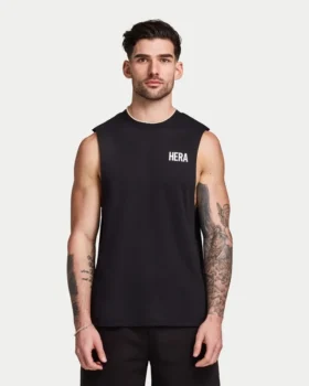 Camiseta sin mangas básica para hombre – negra Camiseta sin mangas básica para hombre – negra