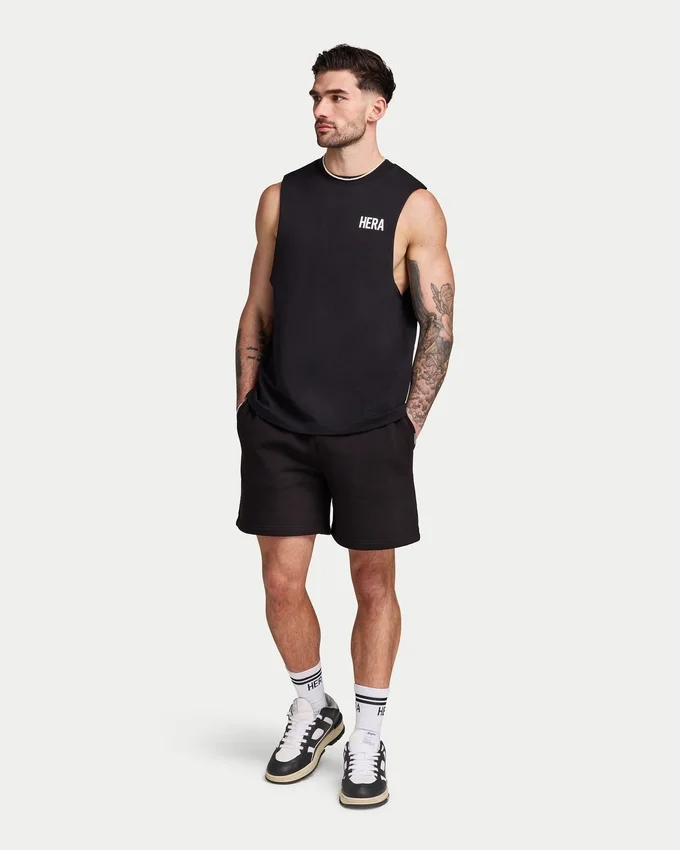 Camiseta sin mangas básica para hombre – negra Camiseta sin mangas básica para hombre – negra