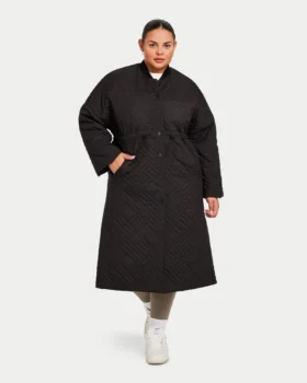Chaqueta acolchada larga para mujer – negra