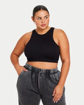 Crop top deportivo «Base Racer» para mujer – negro