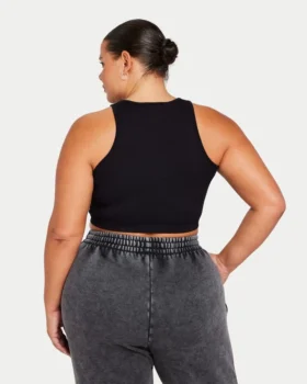 Crop top deportivo «Base Racer» para mujer – negro