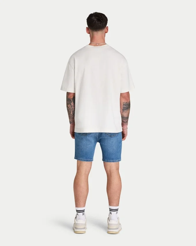 Pantalones cortos de corte ajustado para hombre – azul medio Pantalones cortos de corte ajustado para hombre – azul medio