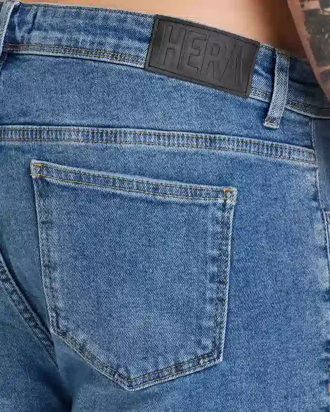 Pantalones cortos de corte ajustado para hombre – azul medio Pantalones cortos de corte ajustado para hombre – azul medio