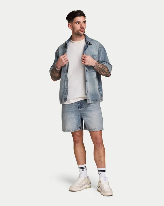 Pantalones cortos de denim holgados para hombre Pantalones cortos de denim holgados para hombre