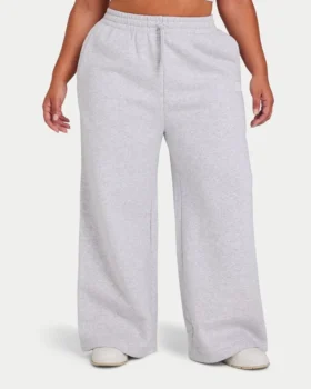 Pantalones de chándal de corte ancho para mujer – gris jaspeado