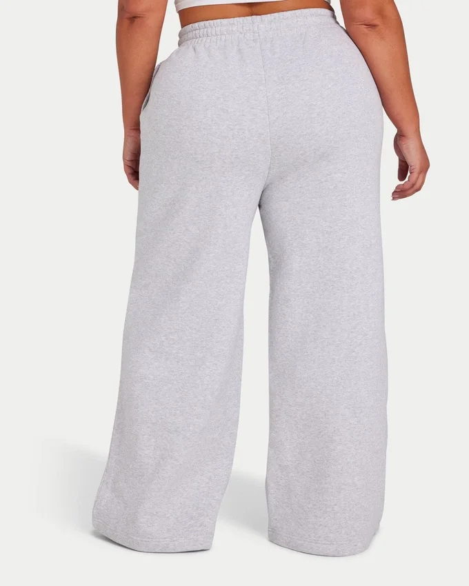 Pantalones de chándal de corte ancho para mujer – gris jaspeado Pantalones de chándal de corte ancho para mujer – gris jaspeado