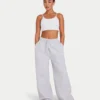 Pantalones de chándal de corte ancho para mujer – gris jaspeado Pantalones de chándal de corte ancho para mujer – gris jaspeado