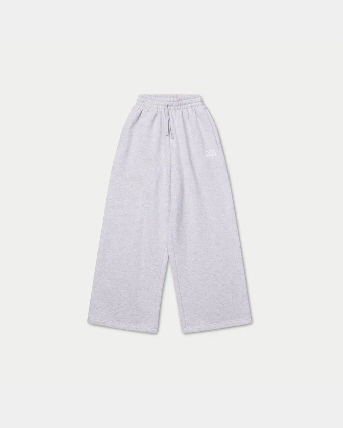 Pantalones de chándal de corte ancho para mujer – gris jaspeado Pantalones de chándal de corte ancho para mujer – gris jaspeado