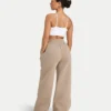 Pantalones de chándal de pierna ancha para mujer – moca Pantalones de chándal de pierna ancha para mujer – moca
