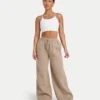 Pantalones de chándal de pierna ancha para mujer – moca Pantalones de chándal de pierna ancha para mujer – moca