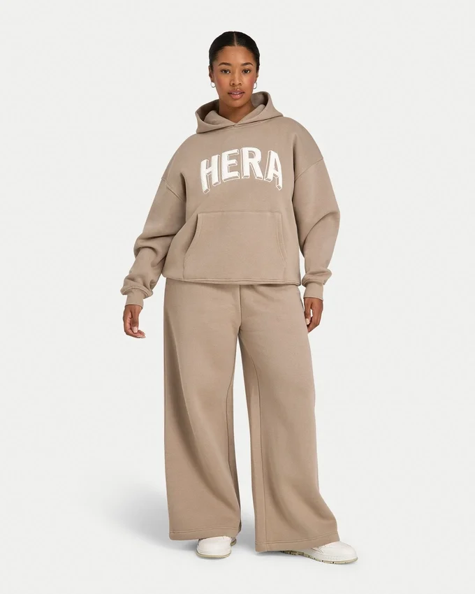 Pantalones de chándal de pierna ancha para mujer – moca Pantalones de chándal de pierna ancha para mujer – moca