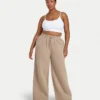 Pantalones de chándal de pierna ancha para mujer – moca Pantalones de chándal de pierna ancha para mujer – moca