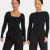 Partes de arriba de manga larga «Dual Wear» de la colección Essentials para mujer – negro Partes de arriba de manga larga «Dual Wear» de la colección Essentials para mujer – negro