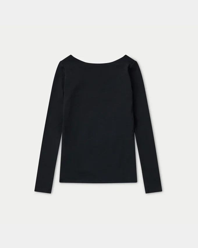 Partes de arriba de manga larga «Dual Wear» de la colección Essentials para mujer – negro Partes de arriba de manga larga «Dual Wear» de la colección Essentials para mujer – negro