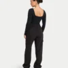 Partes de arriba de manga larga «Dual Wear» de la colección Essentials para mujer – negro Partes de arriba de manga larga «Dual Wear» de la colección Essentials para mujer – negro
