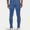 Spray-On vaqueros rotos ajustados para hombre – azul medio