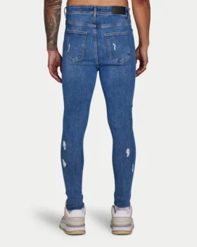 Spray-On vaqueros rotos ajustados para hombre – azul medio