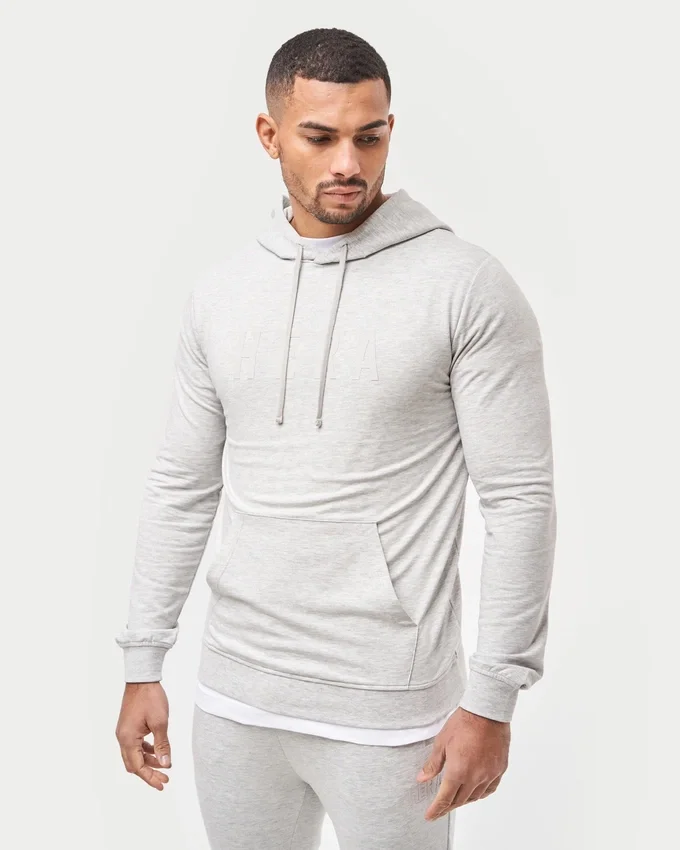 Sudadera con capucha de corte entallado para hombre – gris jaspeado Sudadera con capucha de corte entallado para hombre – gris jaspeado