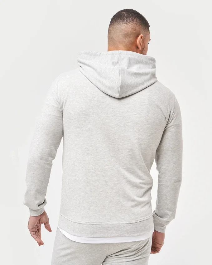 Sudadera con capucha de corte entallado para hombre – gris jaspeado Sudadera con capucha de corte entallado para hombre – gris jaspeado