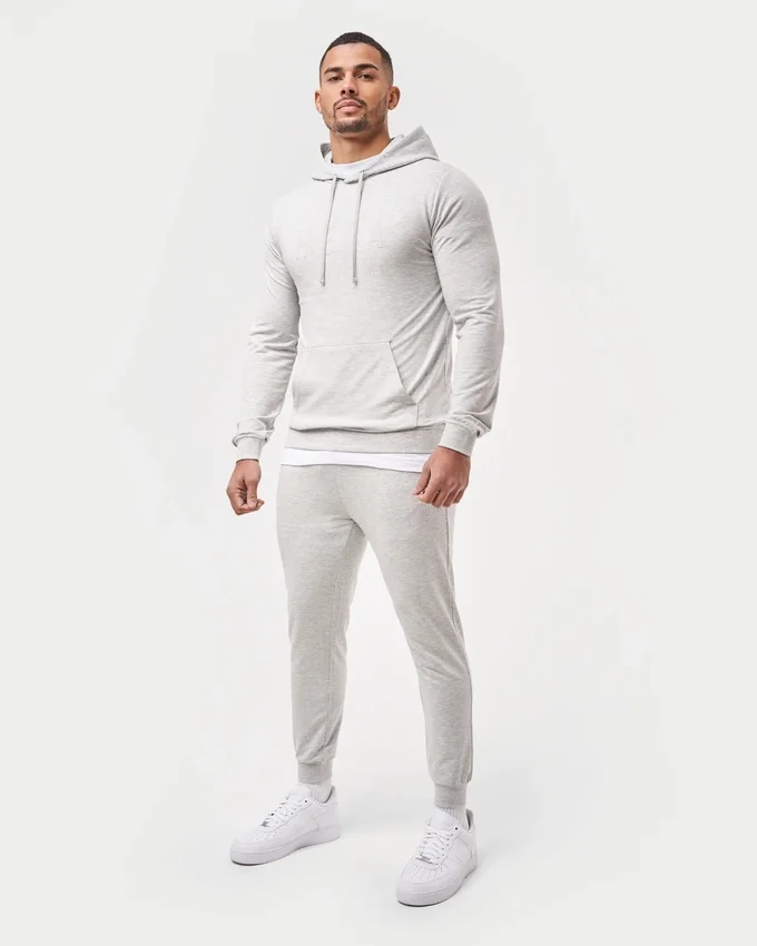 Sudadera con capucha de corte entallado para hombre – gris jaspeado Sudadera con capucha de corte entallado para hombre – gris jaspeado