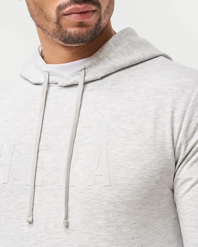 Sudadera con capucha de corte entallado para hombre – gris jaspeado Sudadera con capucha de corte entallado para hombre – gris jaspeado
