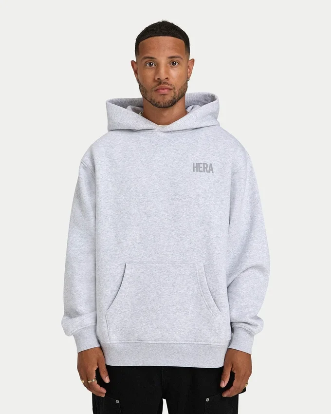 Sudadera con capucha oversize básica para hombre – gris jaspeado Sudadera con capucha oversize básica para hombre – gris jaspeado