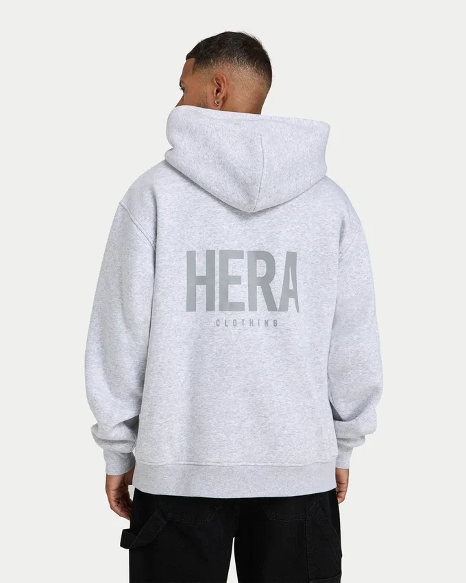 Sudadera con capucha oversize básica para hombre – gris jaspeado Sudadera con capucha oversize básica para hombre – gris jaspeado