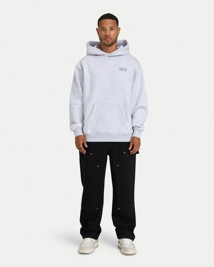 Sudadera con capucha oversize básica para hombre – gris jaspeado Sudadera con capucha oversize básica para hombre – gris jaspeado