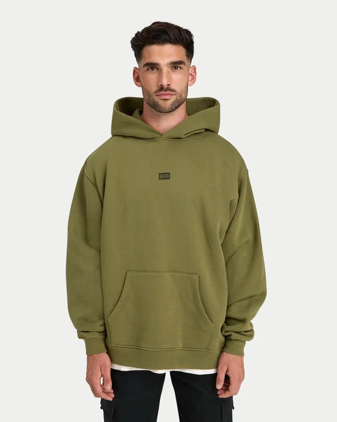Sudadera con capucha oversize «Collective» para hombre – verde oliva Sudadera con capucha oversize «Collective» para hombre – verde oliva