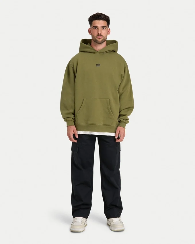 Sudadera con capucha oversize «Collective» para hombre – verde oliva Sudadera con capucha oversize «Collective» para hombre – verde oliva
