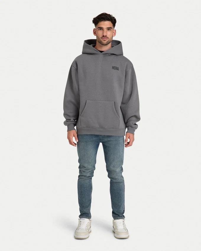Sudadera con capucha oversize para hombre – gris carbón Sudadera con capucha oversize para hombre – gris carbón