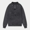 Sudadera Signature oversize con cremallera de 1/4 para hombre, con efecto lavado característico