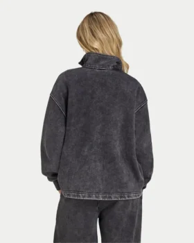 Sudadera Signature oversize con cremallera de 1/4 para mujer, con efecto lavado característico
