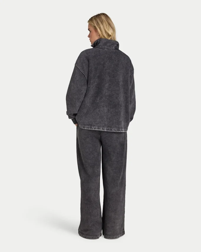 Sudadera Signature oversize con cremallera de 1/4 para mujer, con efecto lavado característico Sudadera Signature oversize con cremallera de 1/4 para mujer, con efecto lavado característico